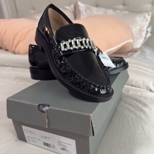 LOFT Black Patent Leather Women’s Slip-Ons with Embellishments